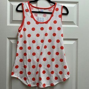 Off White Orange Polka Dot LuLaRoe Tank Top LLR L